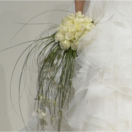 White rose grass & pearls bridal bouquet