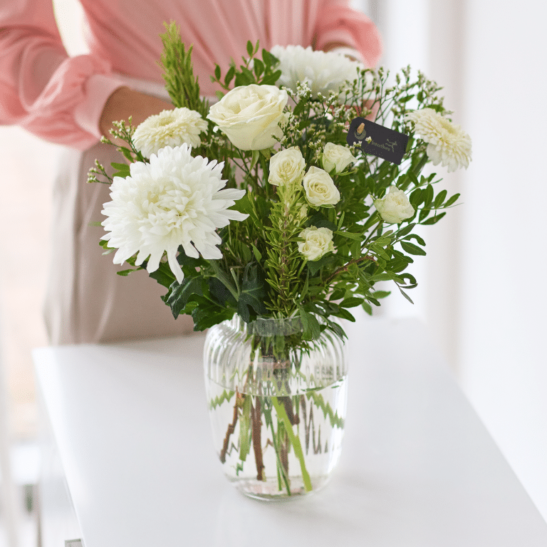 Neutral Bouquet in a Vase, new mum gift from Williamson's My Florist