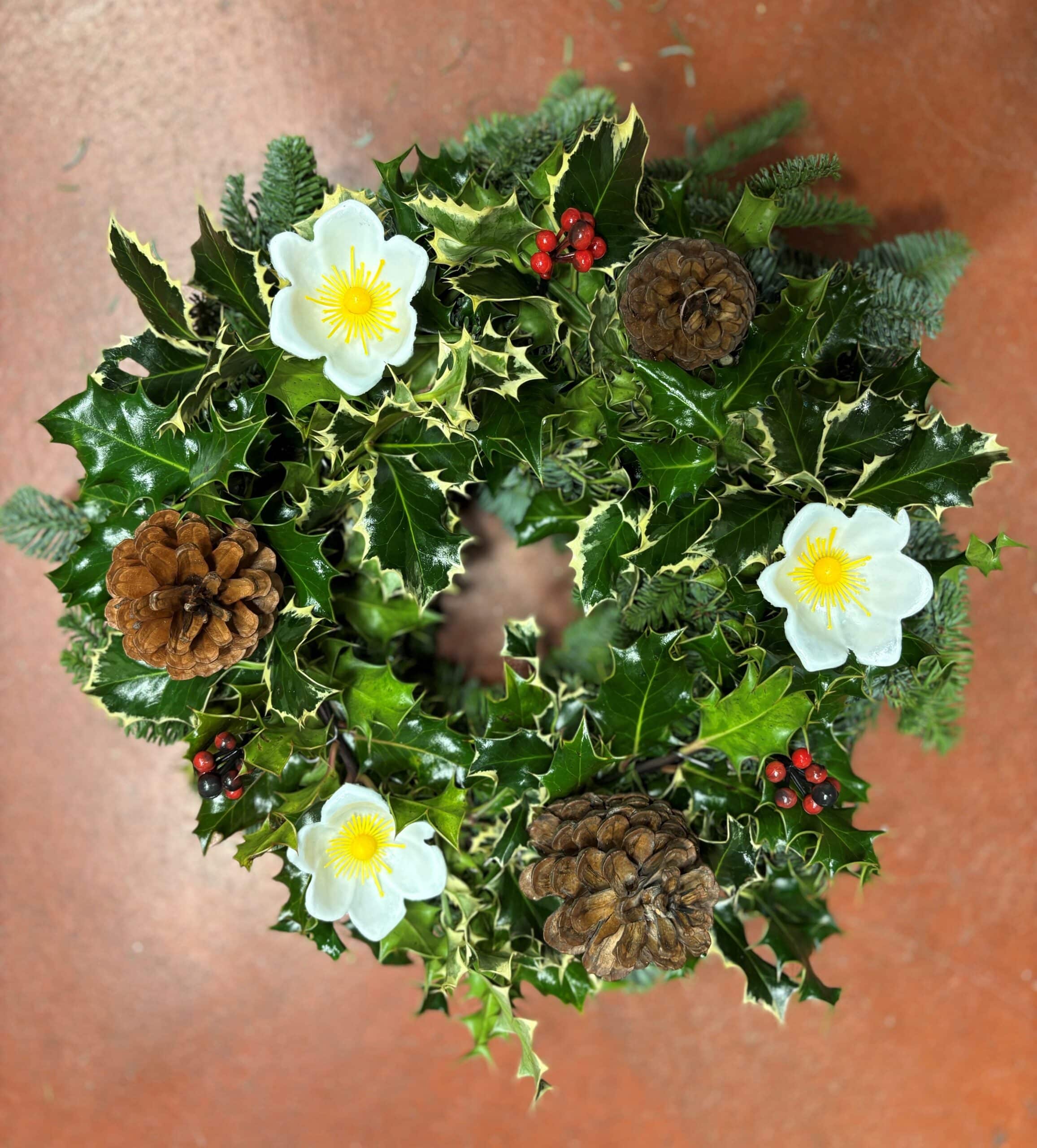 Classic Christmas Holly Wreath Roses Classic Christmas Holly Wreath Roses