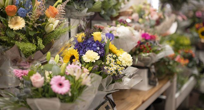 Arrangement of fresh flower bouquets for all occasions on display at Williamson's My Florist