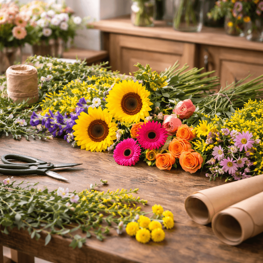 Rustic Florals On A Workbench