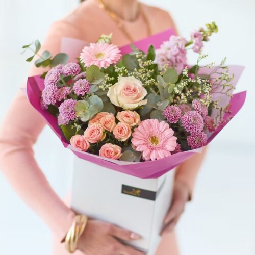 Handcrafted pastel bouquet for Mother’s Day delivered by hand