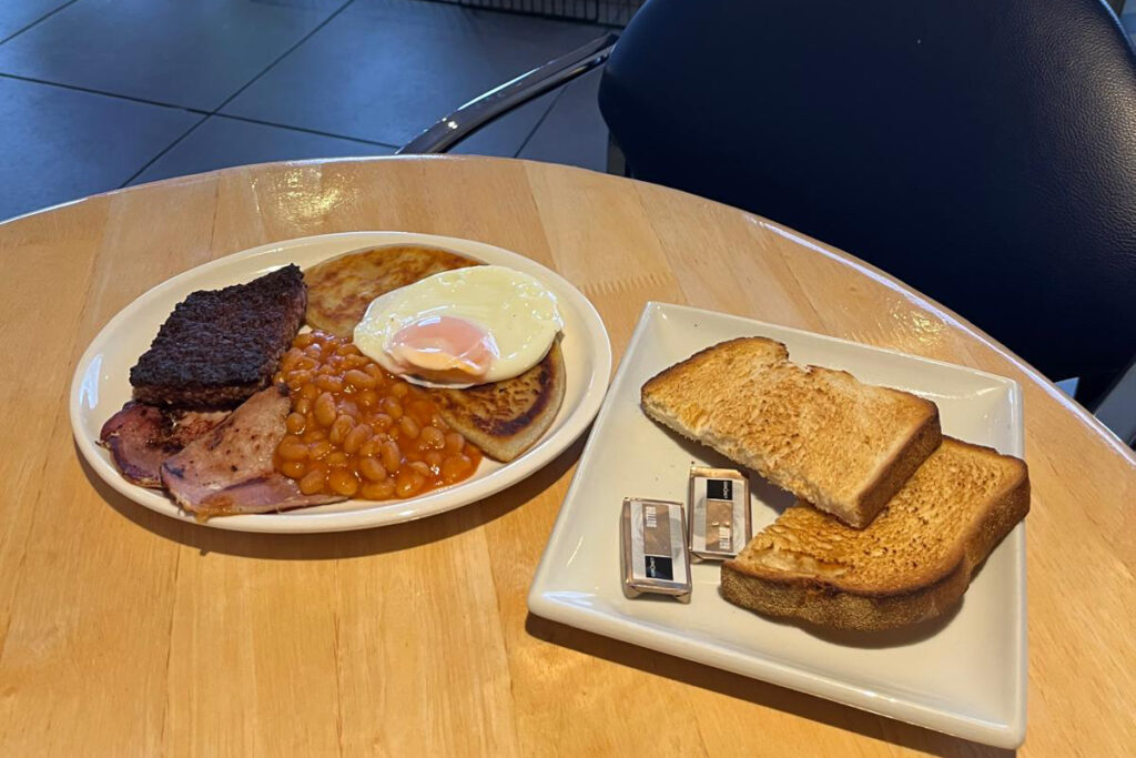 Full Scottish breakfast available at Williamson's café in Livingston, West Lothian