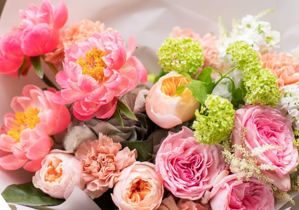 Summer bouquet of peonies, roses and hydrangeas by Williamson’s My Florist