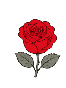 Red rose icon, symbolising passionate romantic love.
