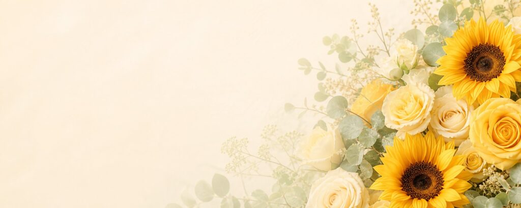 Soft gold-toned flowers banner background for graduation and exam congratulations