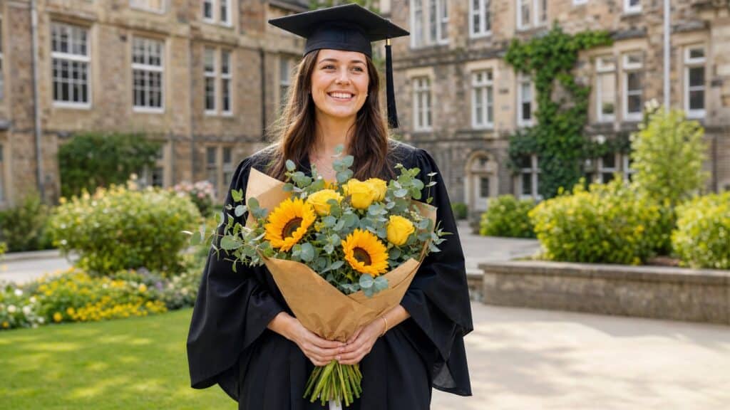 Hand-tied graduation flowers bouquet from Williamson's My Florist in Scotland