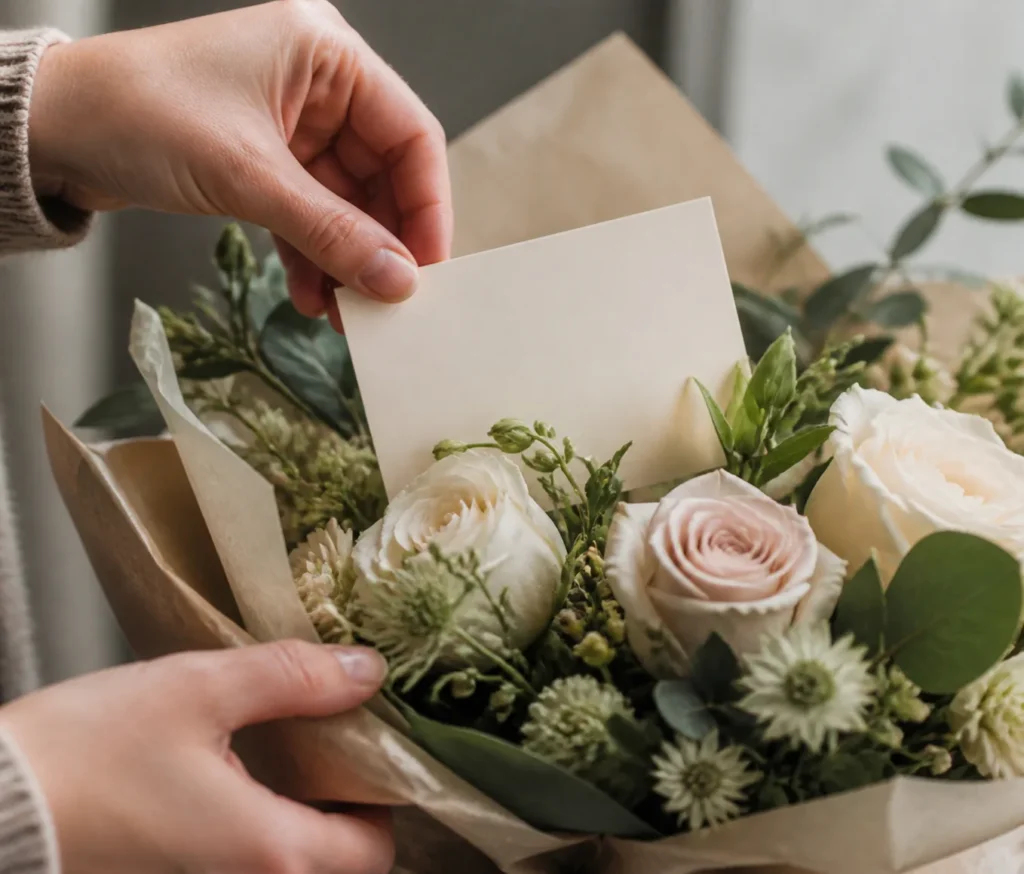 Adding a personal card message to a Williamson's My Florist thinking of you bouquet