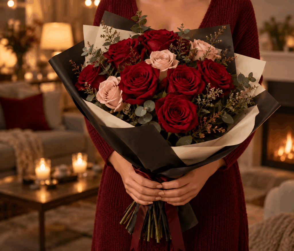 Red rose bouquet of birthday flowers for a partner by Williamson's My Florist.