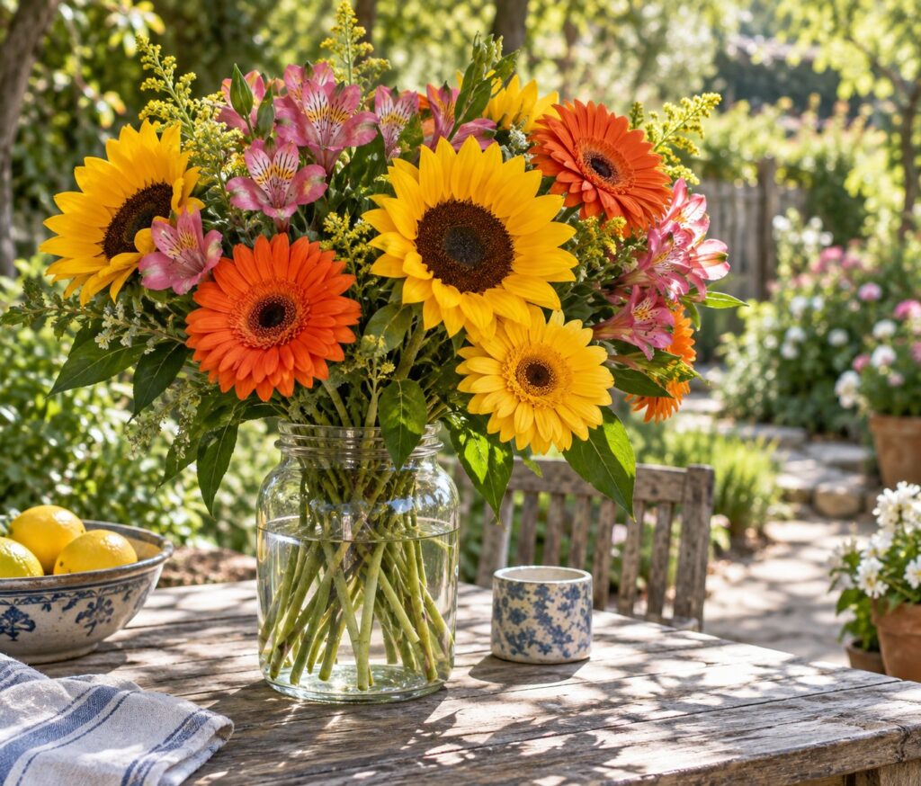 Bright sunflower and gerbera bouquet for a best friend's birthday, Williamson's My Florist.