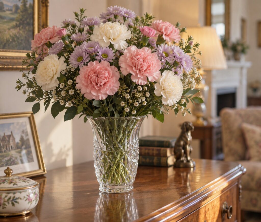 Traditional carnation bouquet for a grandparent's birthday by Williamson's My Florist.