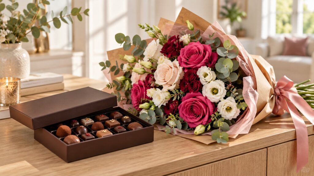 Flowers and chocolates gift from Williamson's My Florist.